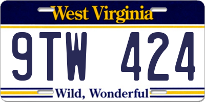 WV license plate 9TW424