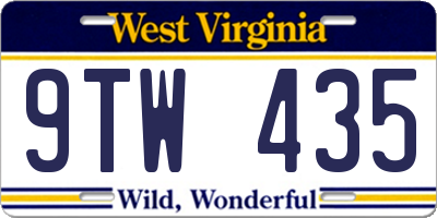 WV license plate 9TW435