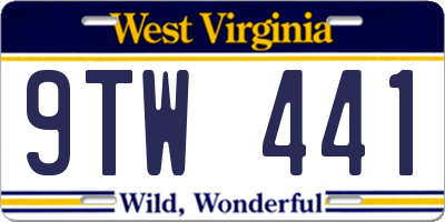 WV license plate 9TW441