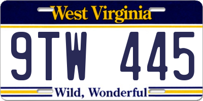 WV license plate 9TW445