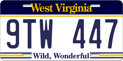 WV license plate 9TW447