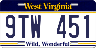 WV license plate 9TW451