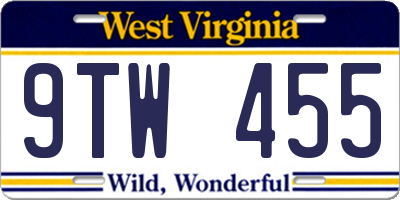 WV license plate 9TW455