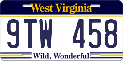 WV license plate 9TW458