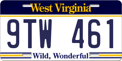 WV license plate 9TW461