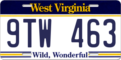 WV license plate 9TW463