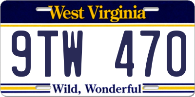 WV license plate 9TW470