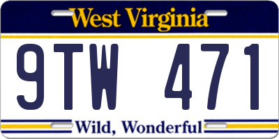 WV license plate 9TW471