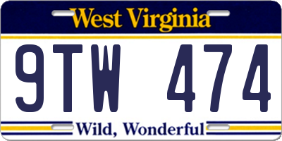 WV license plate 9TW474