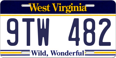 WV license plate 9TW482