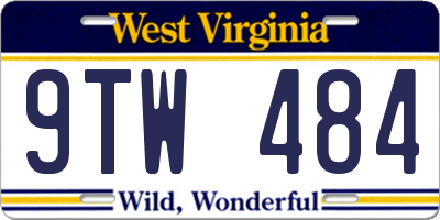 WV license plate 9TW484