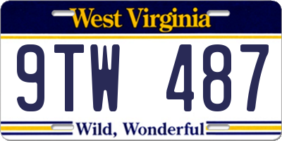WV license plate 9TW487