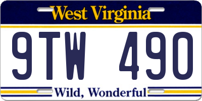 WV license plate 9TW490