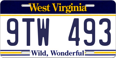WV license plate 9TW493