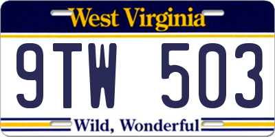WV license plate 9TW503