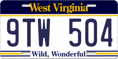 WV license plate 9TW504