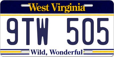 WV license plate 9TW505