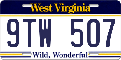 WV license plate 9TW507