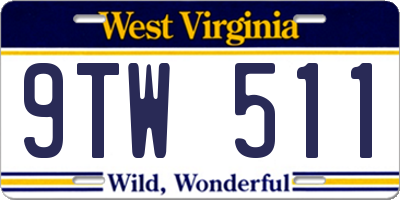 WV license plate 9TW511