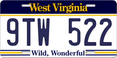 WV license plate 9TW522