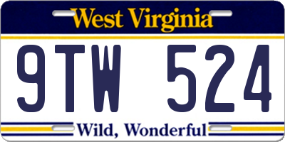 WV license plate 9TW524