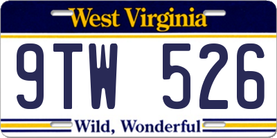 WV license plate 9TW526