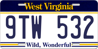 WV license plate 9TW532