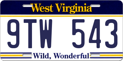 WV license plate 9TW543