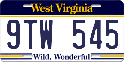 WV license plate 9TW545