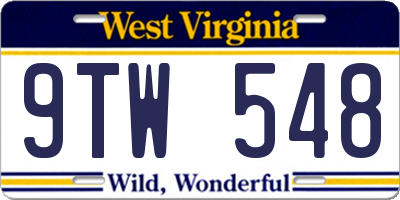 WV license plate 9TW548