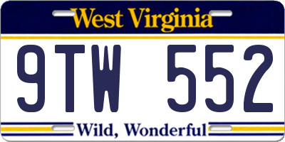 WV license plate 9TW552