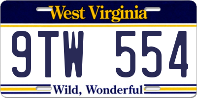 WV license plate 9TW554
