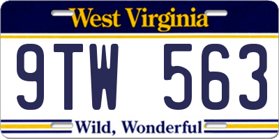 WV license plate 9TW563