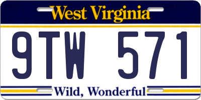 WV license plate 9TW571