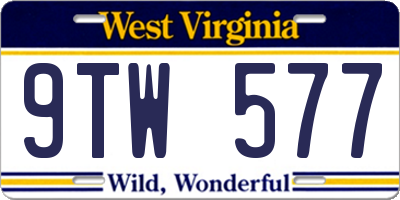 WV license plate 9TW577