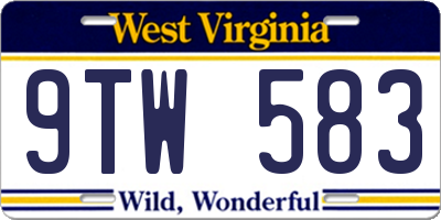 WV license plate 9TW583