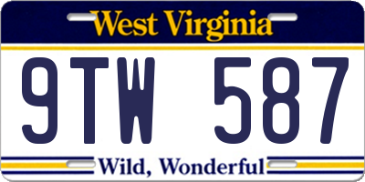 WV license plate 9TW587