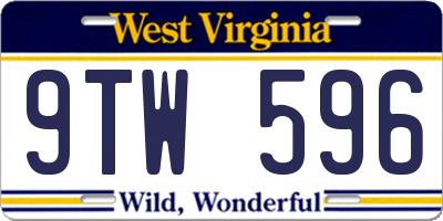 WV license plate 9TW596