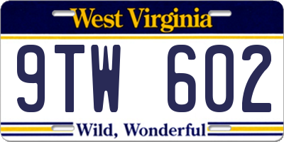 WV license plate 9TW602