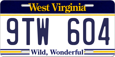 WV license plate 9TW604