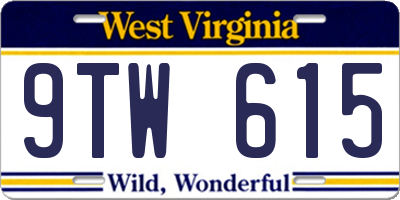 WV license plate 9TW615