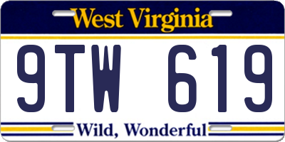WV license plate 9TW619