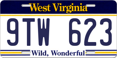 WV license plate 9TW623