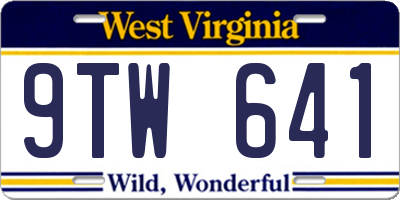 WV license plate 9TW641