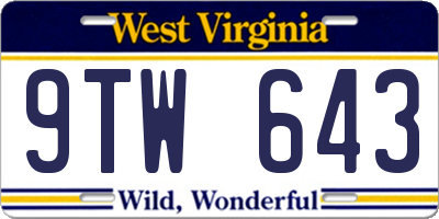 WV license plate 9TW643