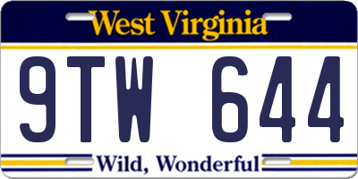 WV license plate 9TW644