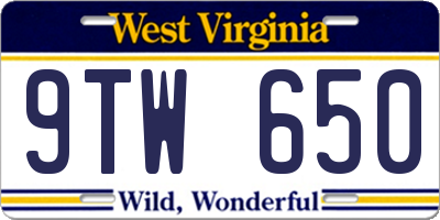 WV license plate 9TW650