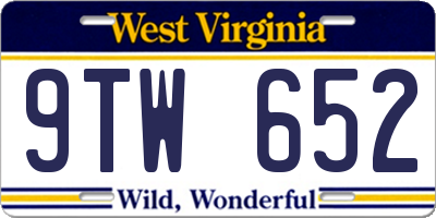 WV license plate 9TW652