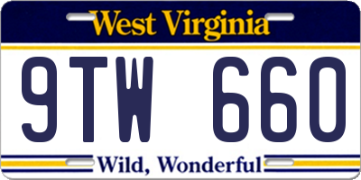 WV license plate 9TW660