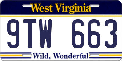 WV license plate 9TW663